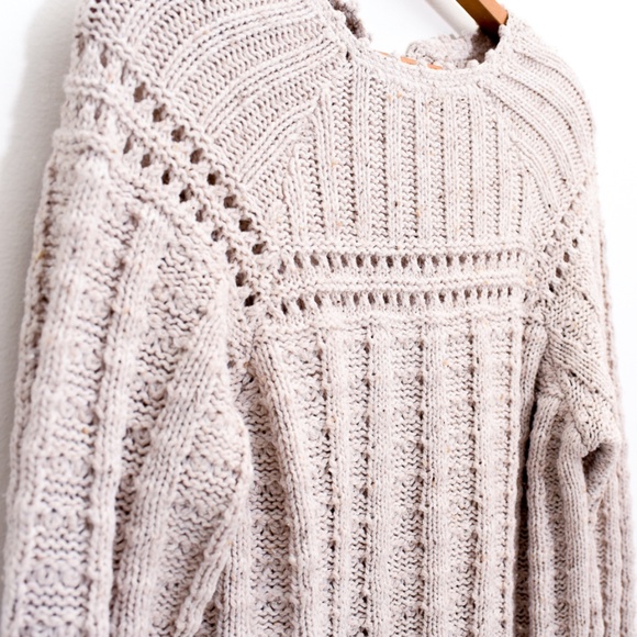 Unbranded Crochet Knit Women's Oatmeal Sweater with Feminine Detail - Picture 1 of 12